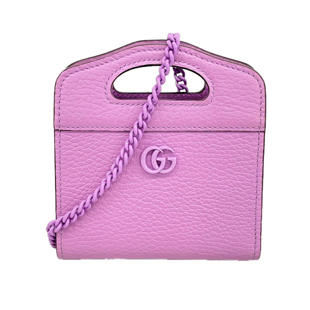 Gucci Double G Shoulder Wallet 701074 Leather Purple Women's OP014213